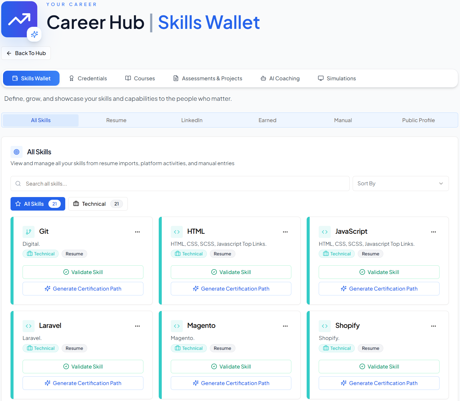 HiddenTalent Skills Wallet overview